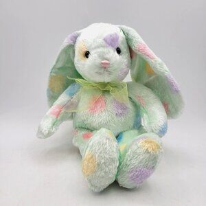 Bestever Pastel Easter Bunny Rabbit Plush Velvet-y Mint Green w Colorful Dots